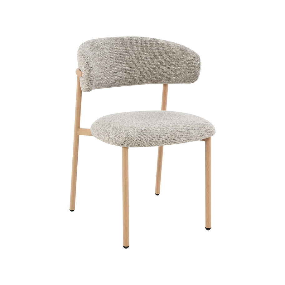 LABEL51 Eetkamerstoelen Kaito - Beige - Geweven - Naturel Houten Frame
