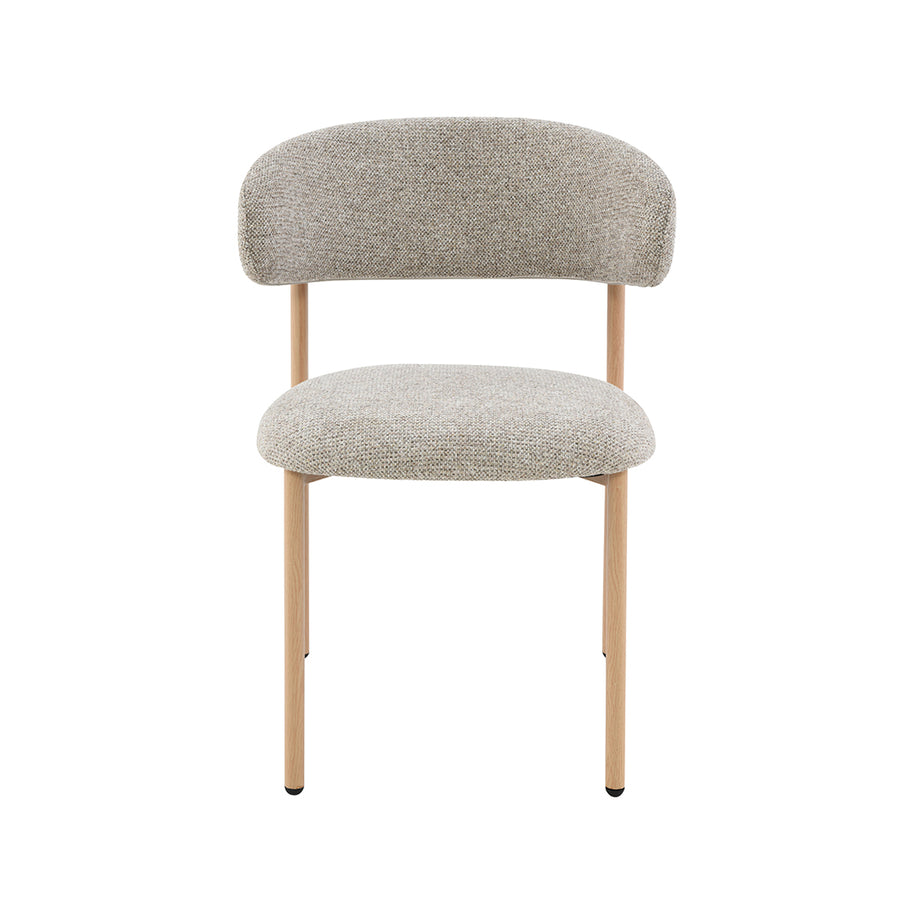 LABEL51 Eetkamerstoelen Kaito - Beige - Geweven - Naturel Houten Frame
