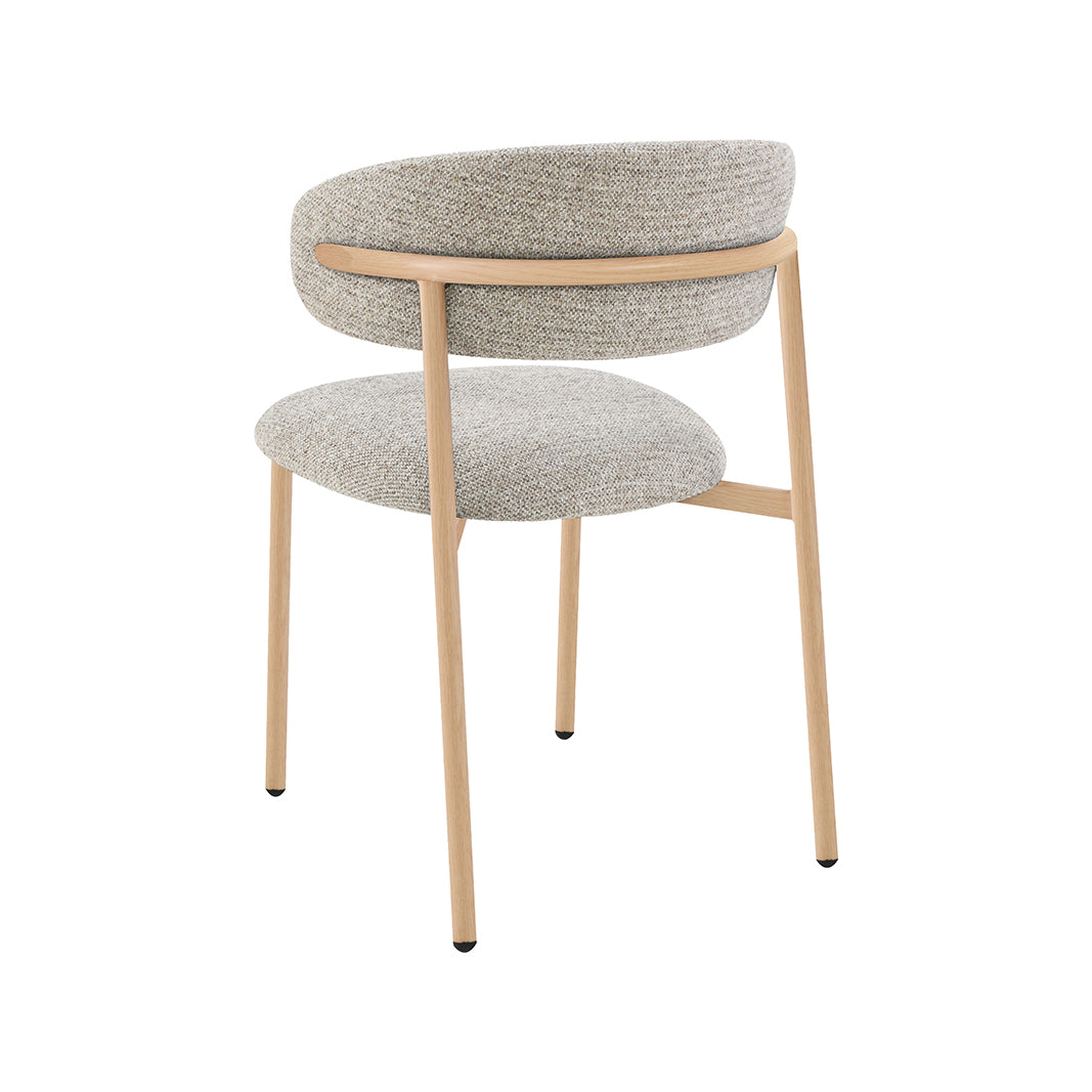 LABEL51 Eetkamerstoelen Kaito - Beige - Geweven - Naturel Houten Frame