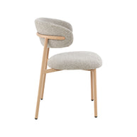 LABEL51 Eetkamerstoelen Kaito - Beige - Geweven - Naturel Houten Frame