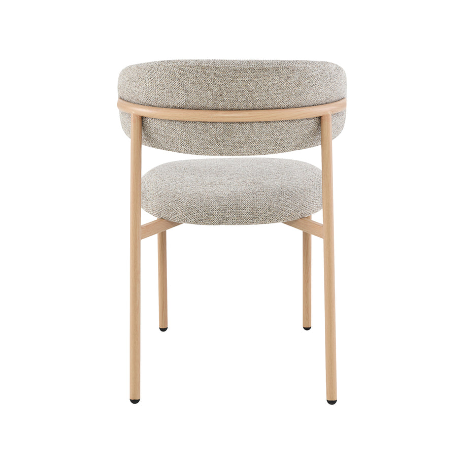 LABEL51 Eetkamerstoelen Kaito - Beige - Geweven - Naturel Houten Frame