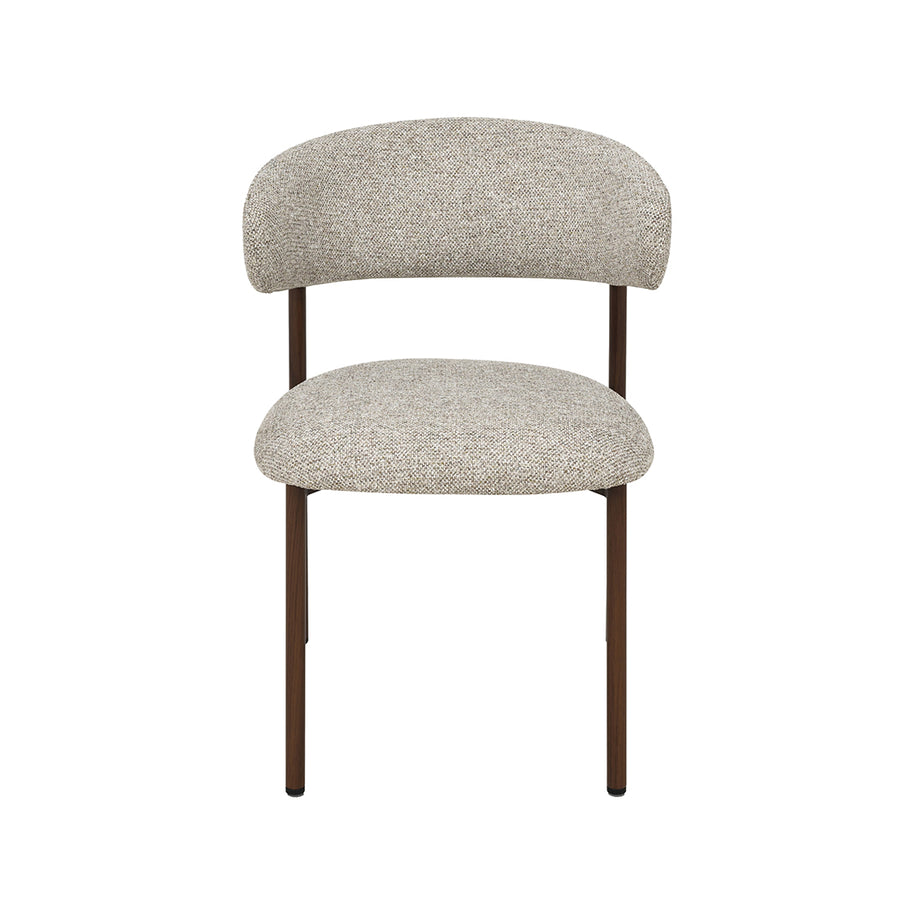 LABEL51 Eetkamerstoelen Kaito - Beige - Geweven - Walnoot Houten Frame