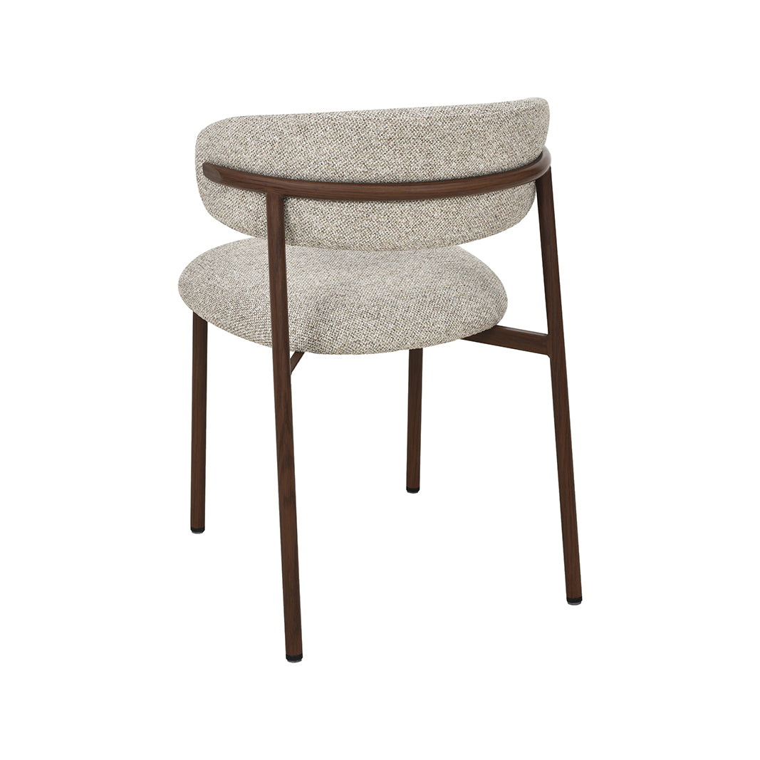 LABEL51 Eetkamerstoelen Kaito - Beige - Geweven - Walnoot Houten Frame