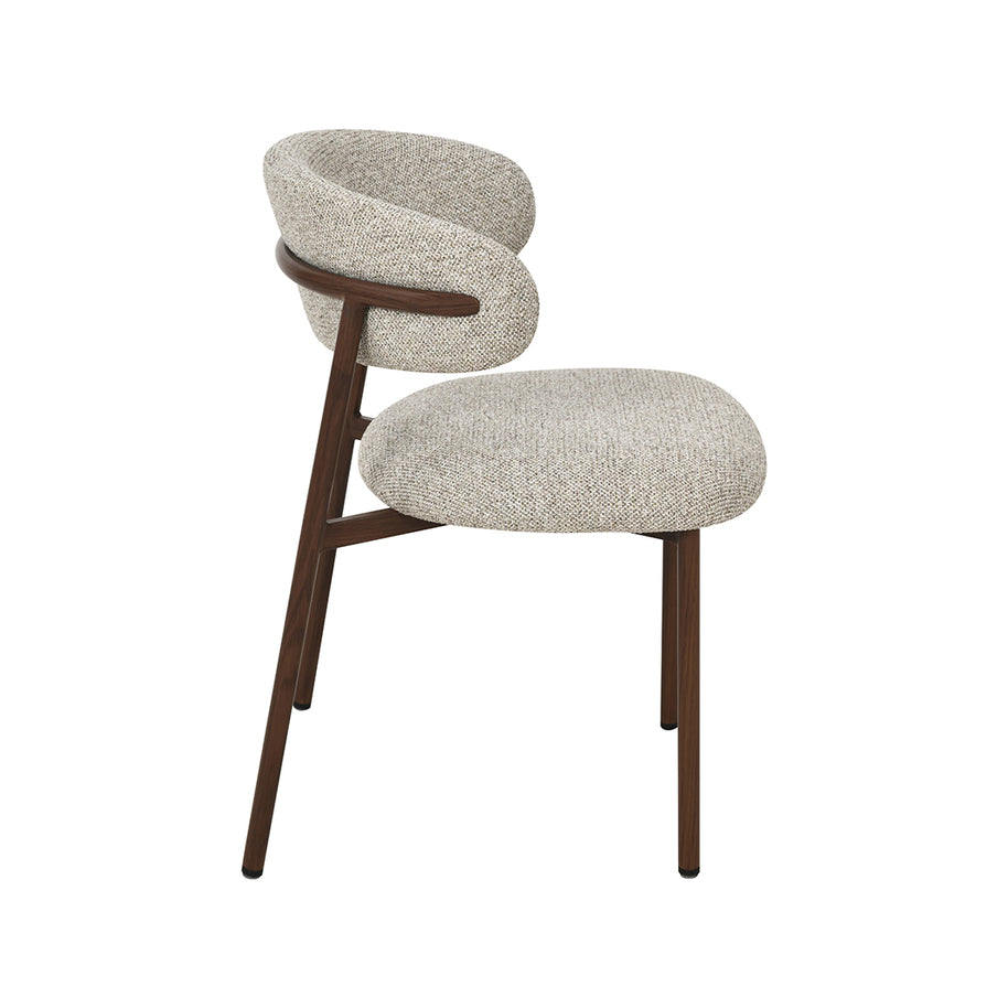 LABEL51 Eetkamerstoelen Kaito - Beige - Geweven - Walnoot Houten Frame