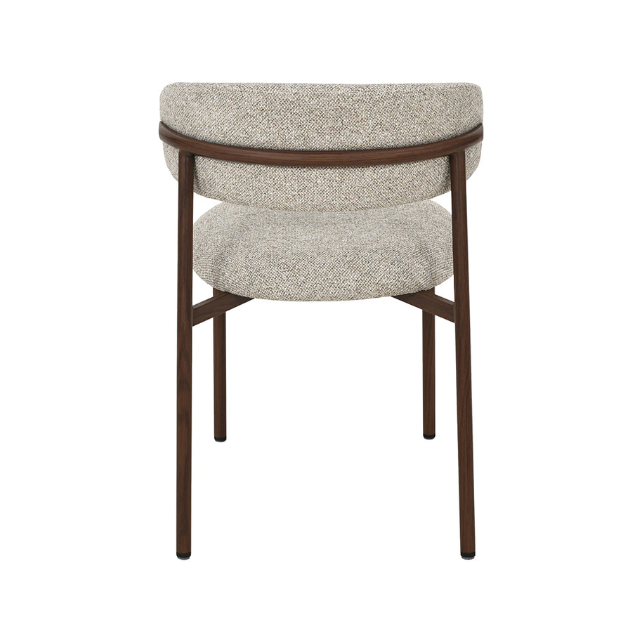LABEL51 Eetkamerstoelen Kaito - Beige - Geweven - Walnoot Houten Frame