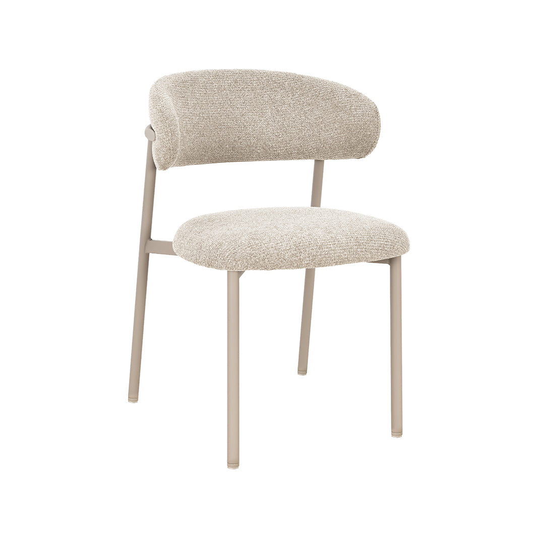 LABEL51 Eetkamerstoelen Kaito - Beige - Geweven - Beige Metalen Frame