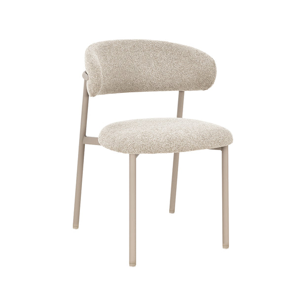 LABEL51 Eetkamerstoelen Kaito - Beige - Geweven - Beige Metalen Frame