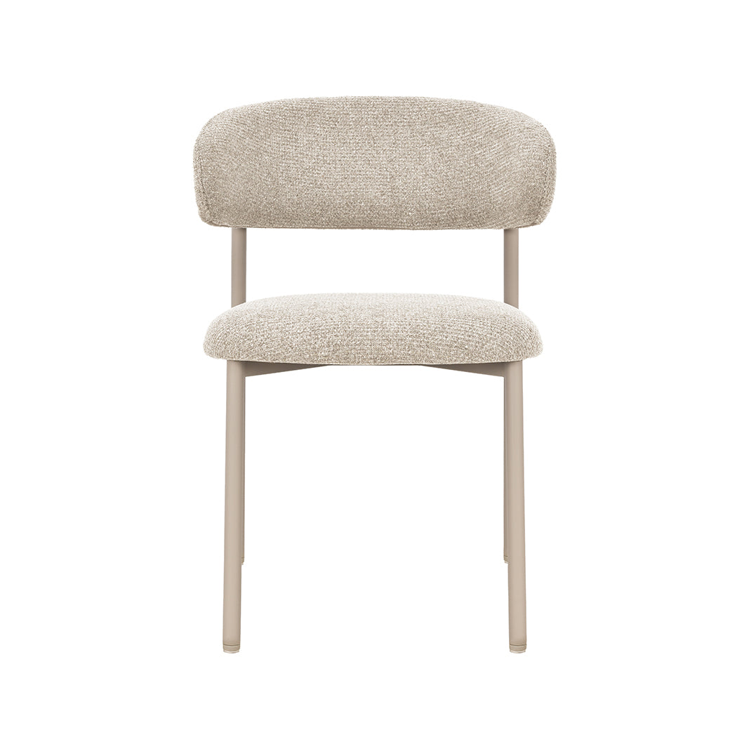 LABEL51 Eetkamerstoelen Kaito - Beige - Geweven - Beige Metalen Frame