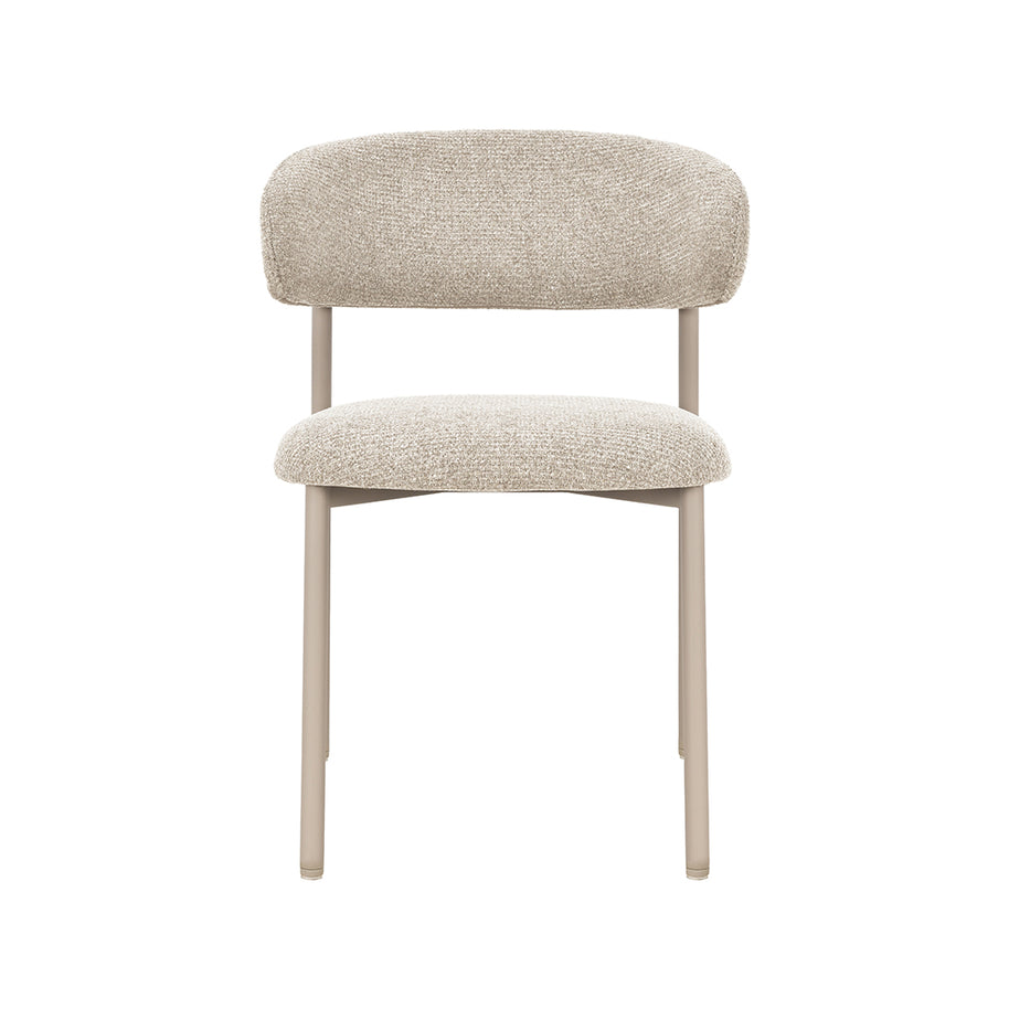 LABEL51 Eetkamerstoelen Kaito - Beige - Geweven - Beige Metalen Frame