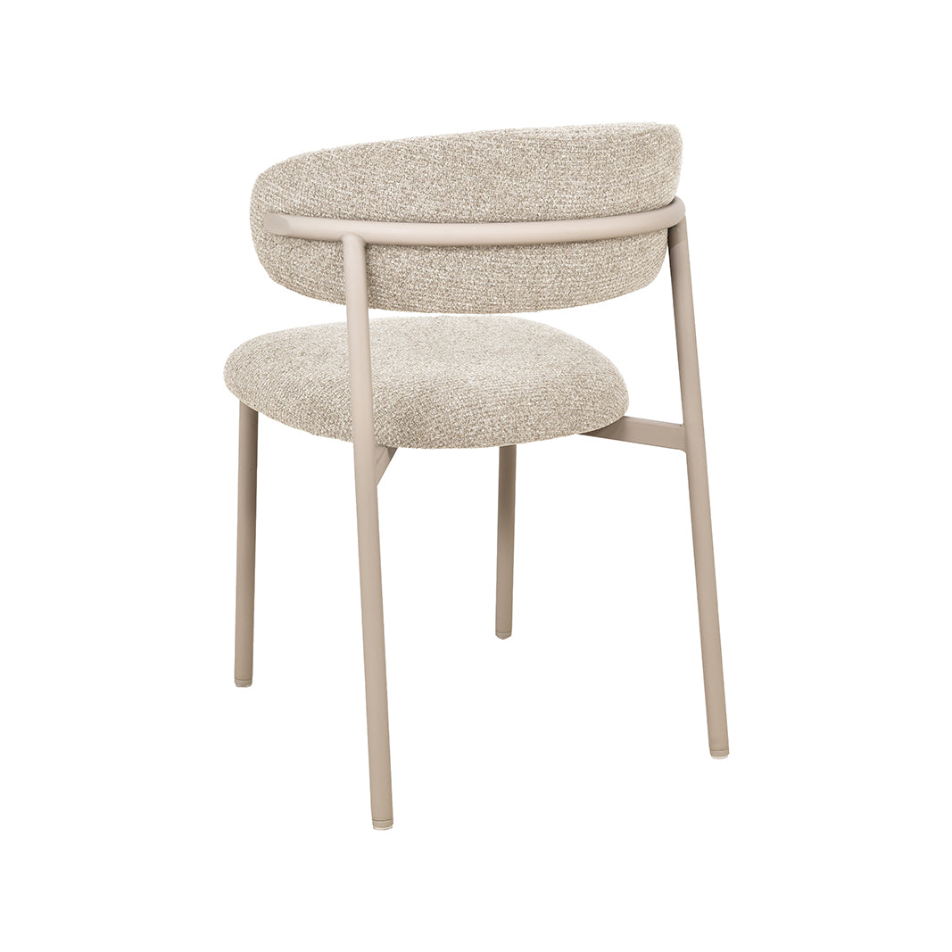 LABEL51 Eetkamerstoelen Kaito - Beige - Geweven - Beige Metalen Frame