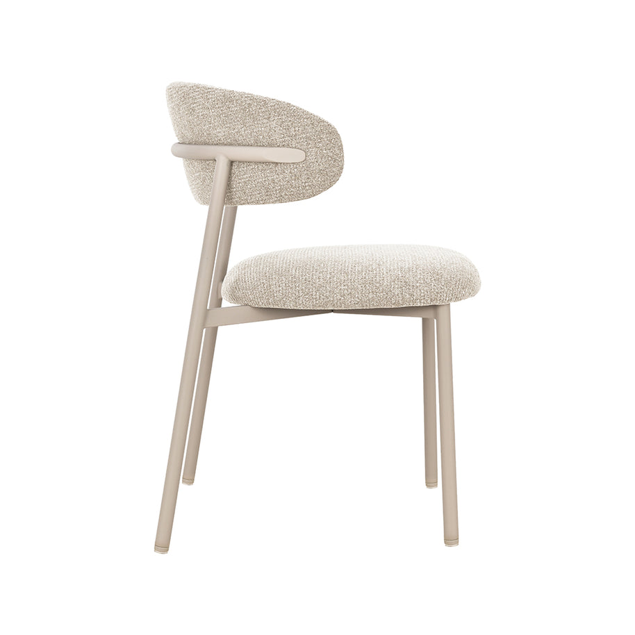LABEL51 Eetkamerstoelen Kaito - Beige - Geweven - Beige Metalen Frame