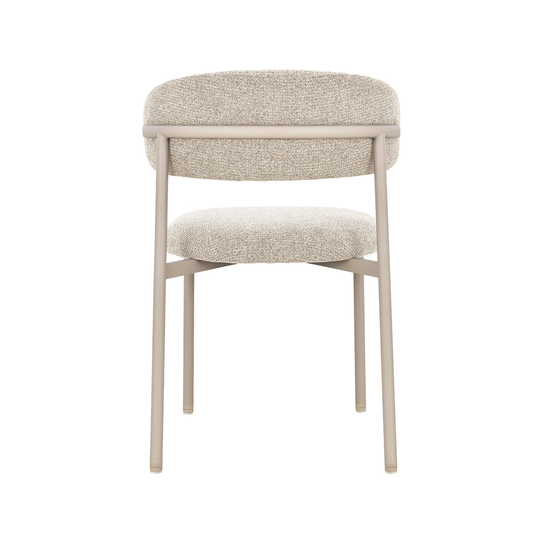 LABEL51 Eetkamerstoelen Kaito - Beige - Geweven - Beige Metalen Frame