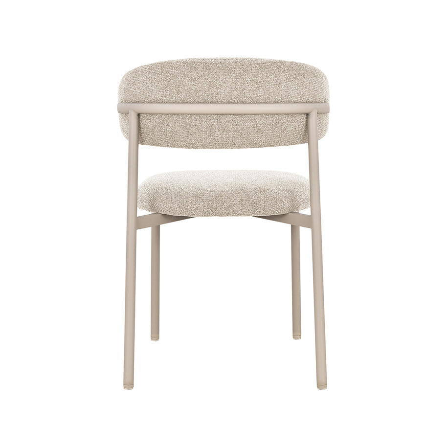 LABEL51 Eetkamerstoelen Kaito - Beige - Geweven - Beige Metalen Frame