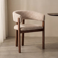 LABEL51 Eetkamerstoelen Osaka - Beige - Geweven - Walnoot Houten Frame
