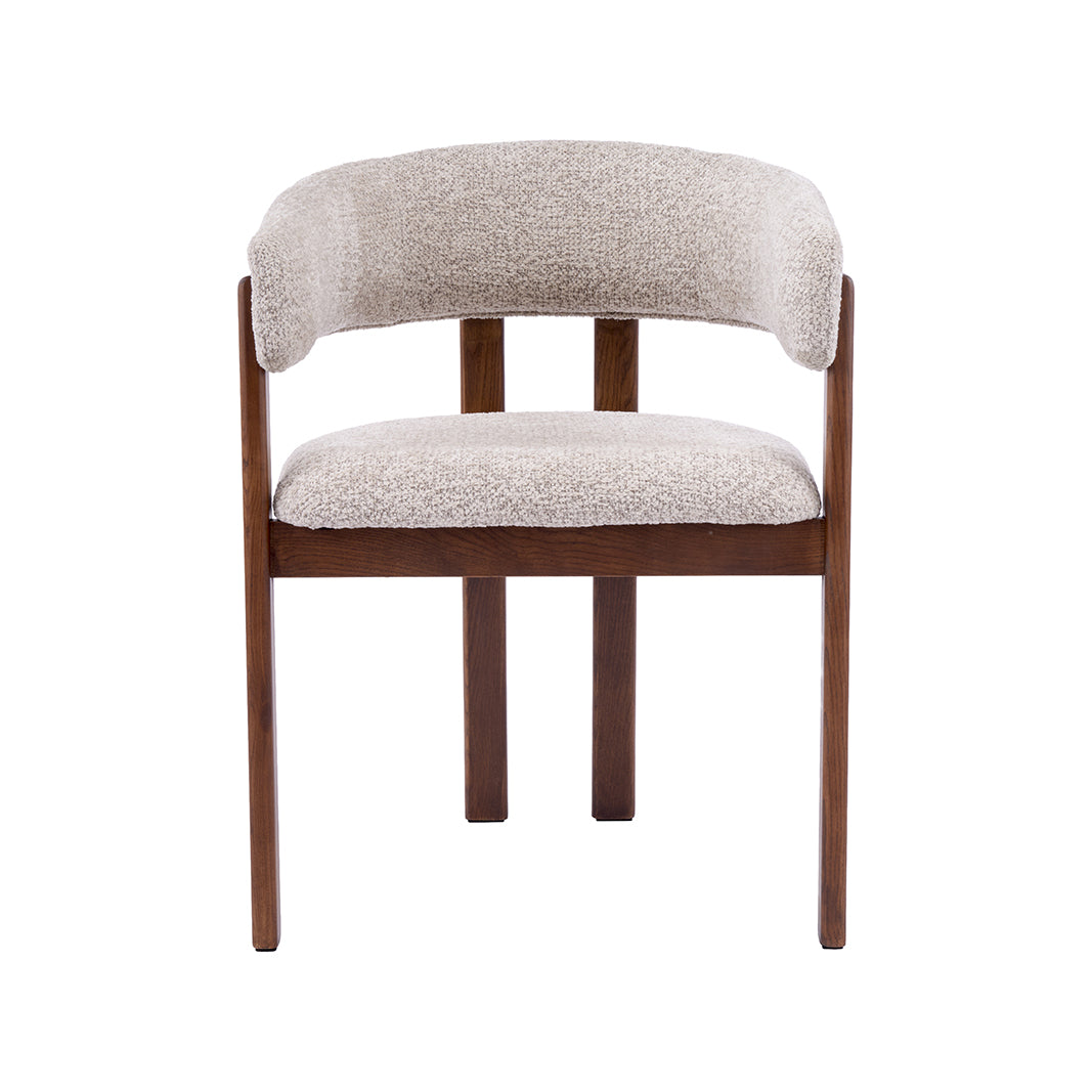 LABEL51 Eetkamerstoelen Osaka - Beige - Geweven - Walnoot Houten Frame