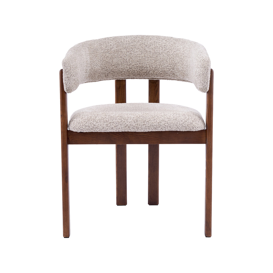 LABEL51 Eetkamerstoelen Osaka - Beige - Geweven - Walnoot Houten Frame