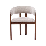 LABEL51 Eetkamerstoelen Osaka - Beige - Geweven - Walnoot Houten Frame