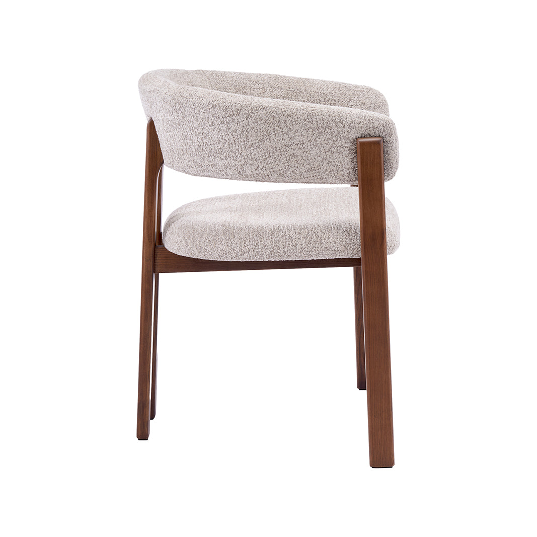 LABEL51 Eetkamerstoelen Osaka - Beige - Geweven - Walnoot Houten Frame
