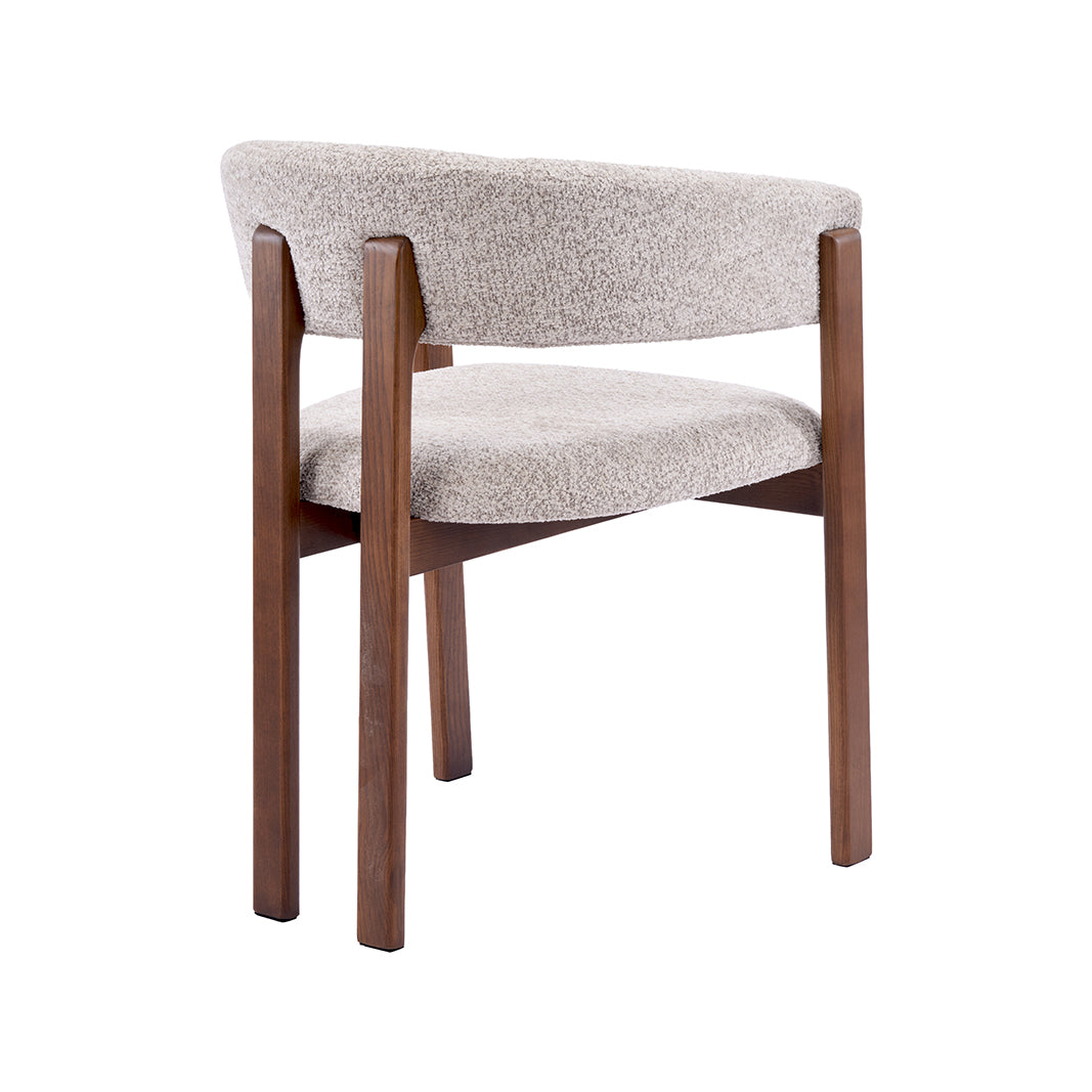LABEL51 Eetkamerstoelen Osaka - Beige - Geweven - Walnoot Houten Frame