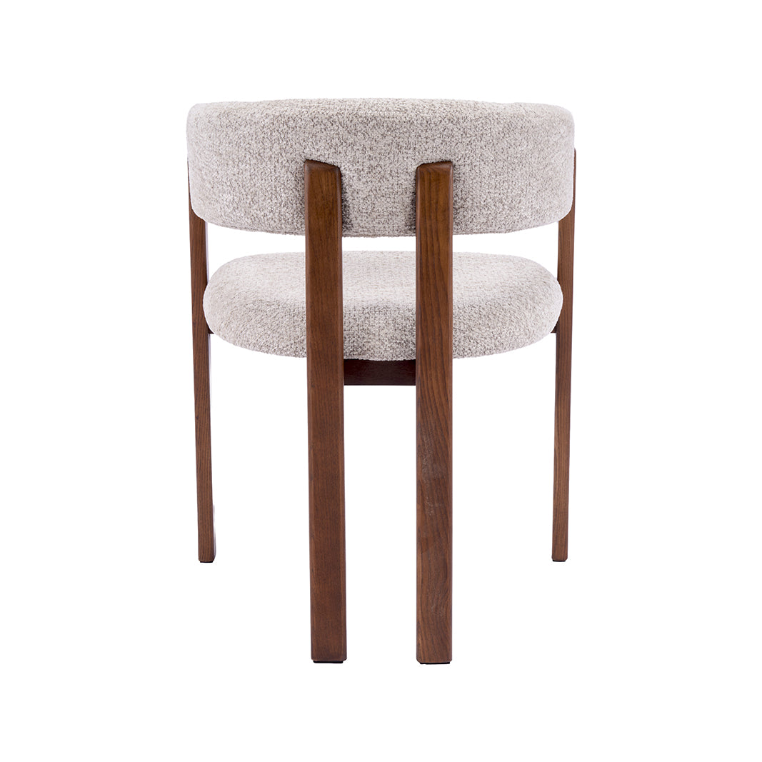 LABEL51 Eetkamerstoelen Osaka - Beige - Geweven - Walnoot Houten Frame