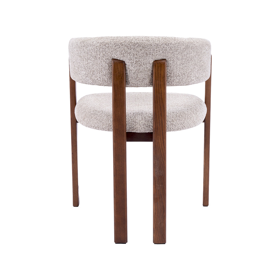 LABEL51 Eetkamerstoelen Osaka - Beige - Geweven - Walnoot Houten Frame
