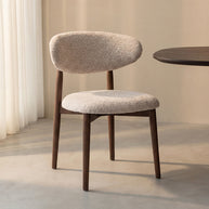 LABEL51 Eetkamerstoelen Kyoto - Beige - Geweven - Walnoot Houten Frame