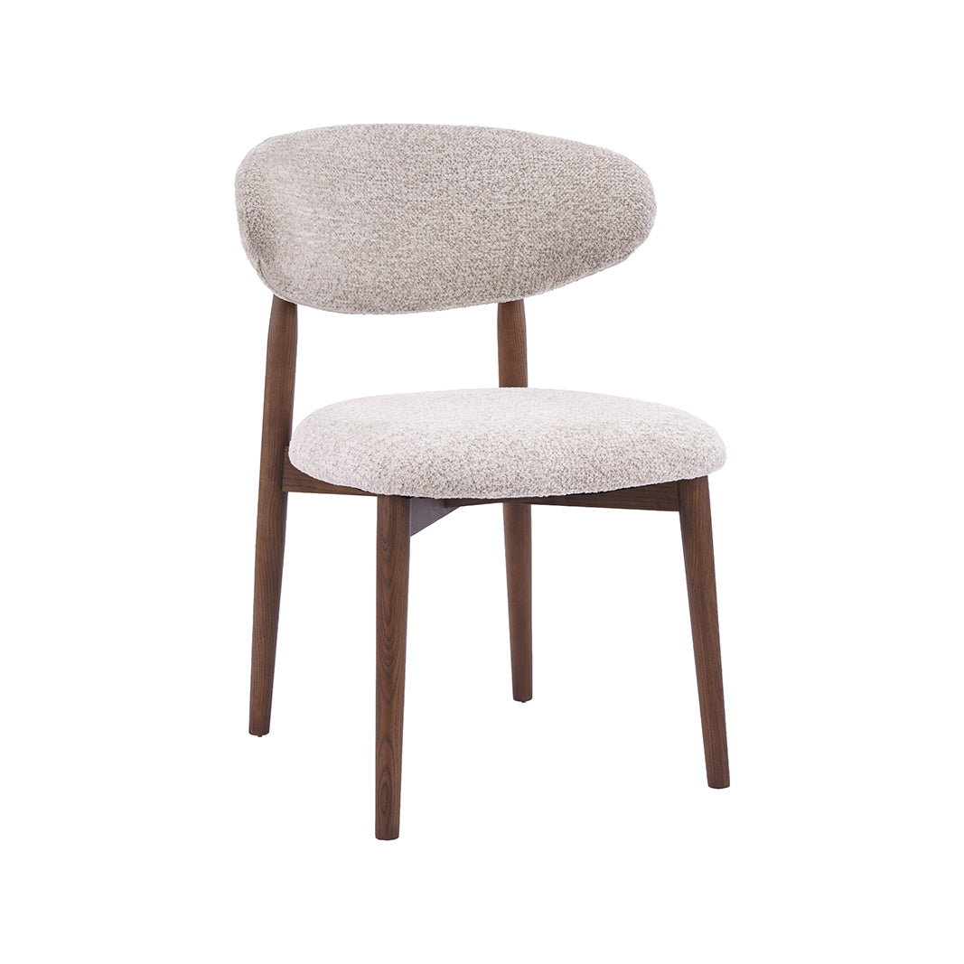 LABEL51 Eetkamerstoelen Kyoto - Beige - Geweven - Walnoot Houten Frame