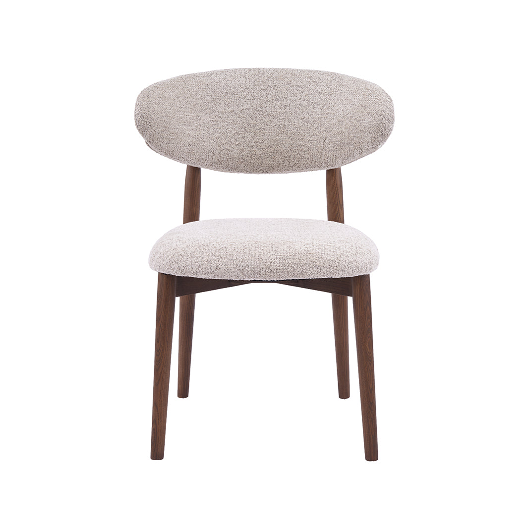 LABEL51 Eetkamerstoelen Kyoto - Beige - Geweven - Walnoot Houten Frame