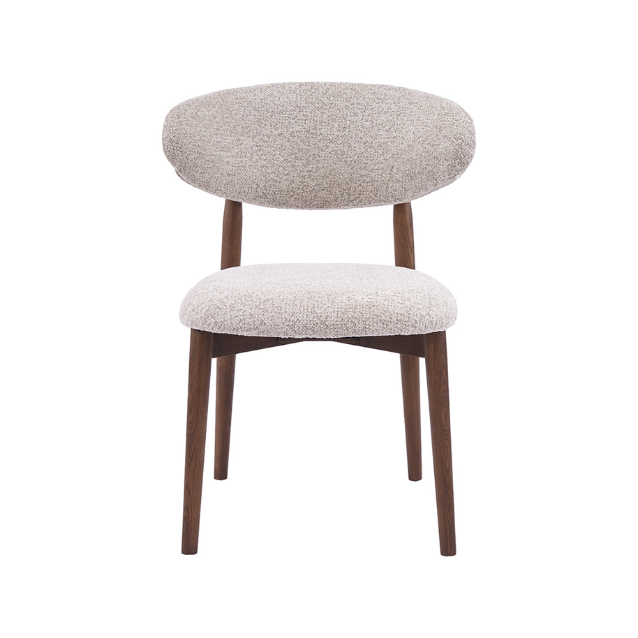 LABEL51 Eetkamerstoelen Kyoto - Beige - Geweven - Walnoot Houten Frame
