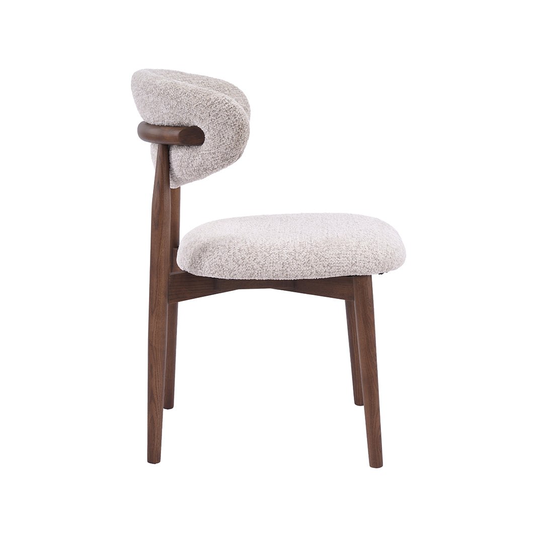 LABEL51 Eetkamerstoelen Kyoto - Beige - Geweven - Walnoot Houten Frame