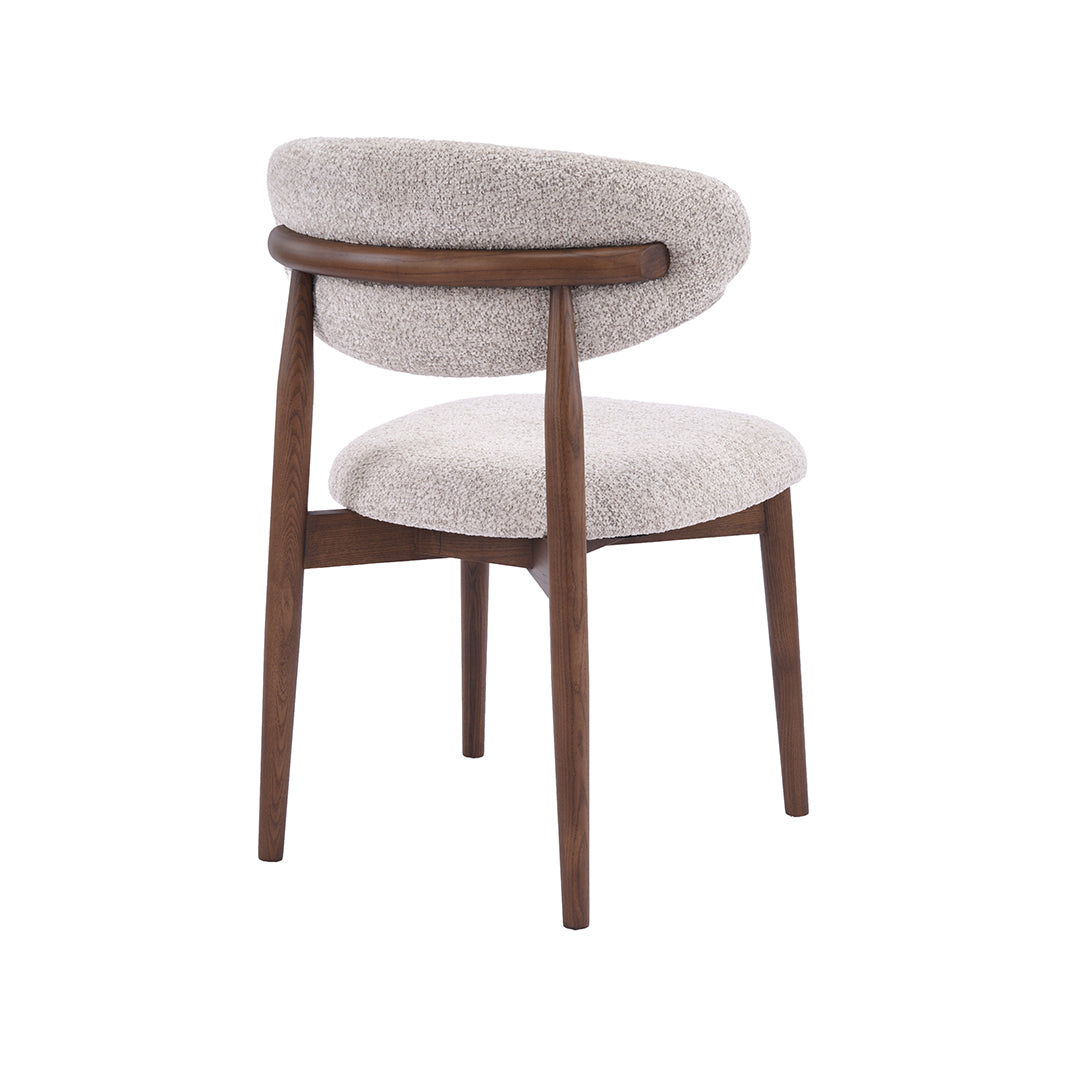 LABEL51 Eetkamerstoelen Kyoto - Beige - Geweven - Walnoot Houten Frame