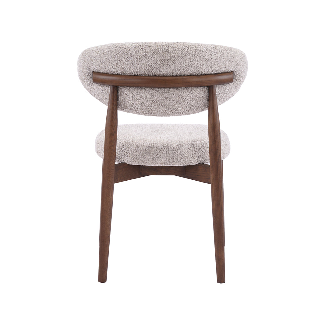 LABEL51 Eetkamerstoelen Kyoto - Beige - Geweven - Walnoot Houten Frame
