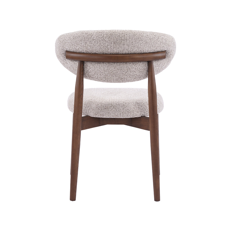 LABEL51 Eetkamerstoelen Kyoto - Beige - Geweven - Walnoot Houten Frame