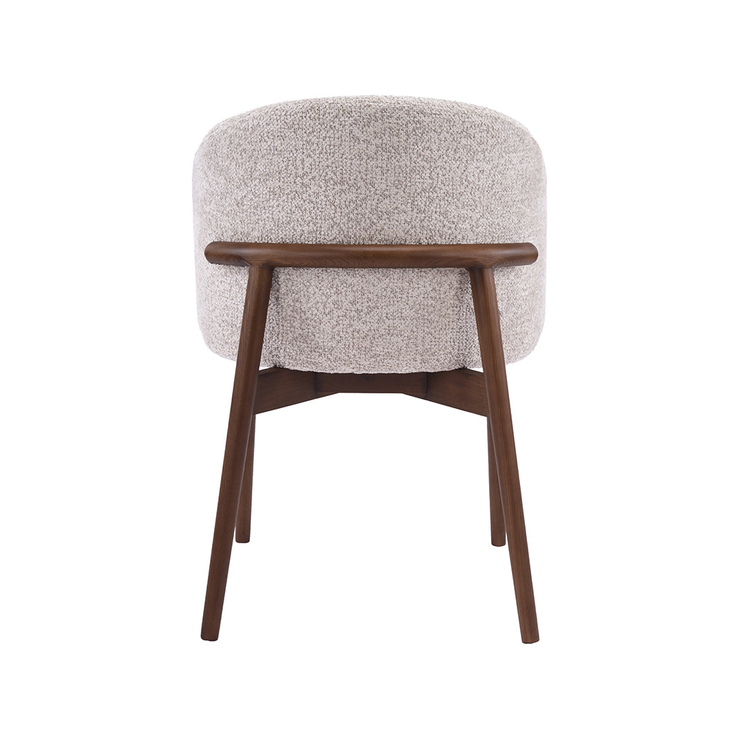 LABEL51 Eetkamerstoelen Nagano - Beige - Geweven - Walnoot Houten Frame