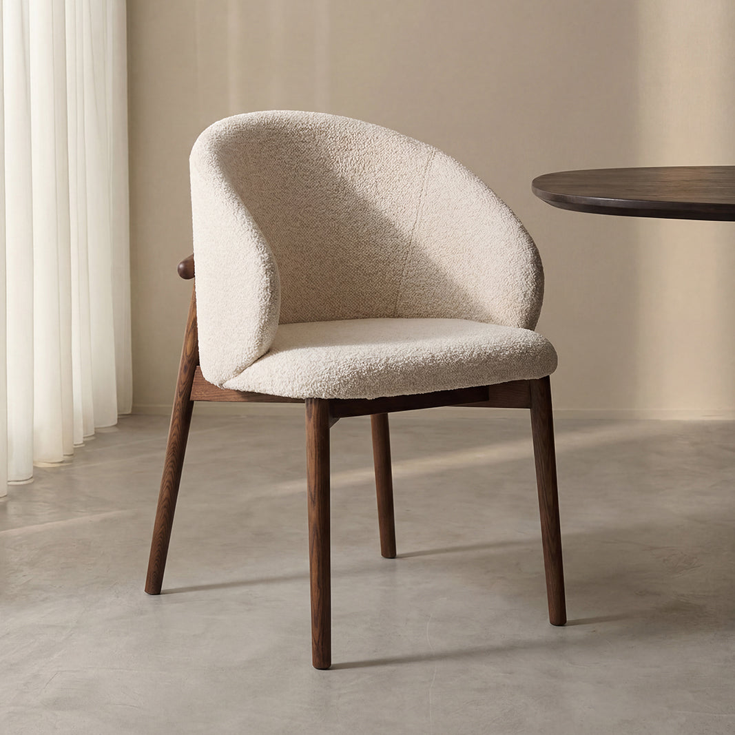 LABEL51 Eetkamerstoelen Nagano - Naturel - Geweven - Walnoot Houten Frame