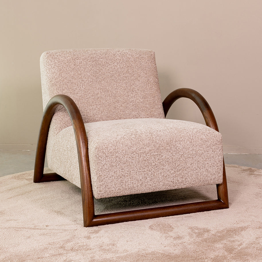 LABEL51 Fauteuils Viggo - Beige - Geweven - Walnoot Houten Frame