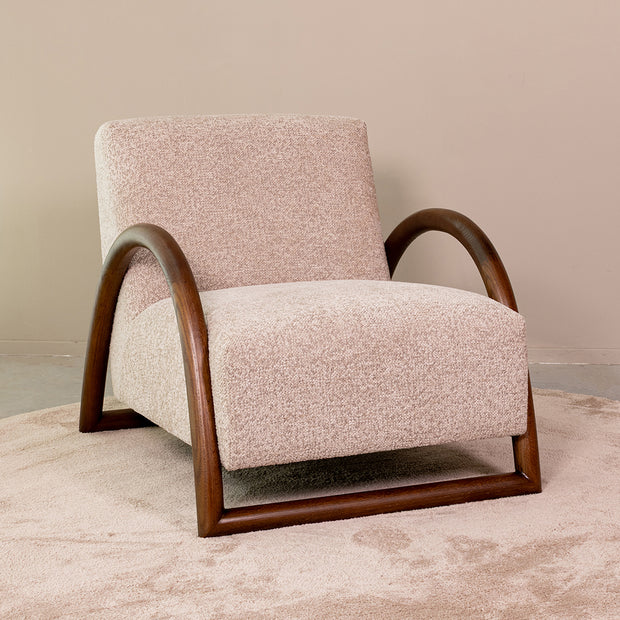 LABEL51 Fauteuils Viggo - Beige - Geweven - Walnoot Houten Frame