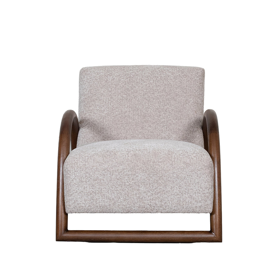LABEL51 Fauteuils Viggo - Beige - Geweven - Walnoot Houten Frame