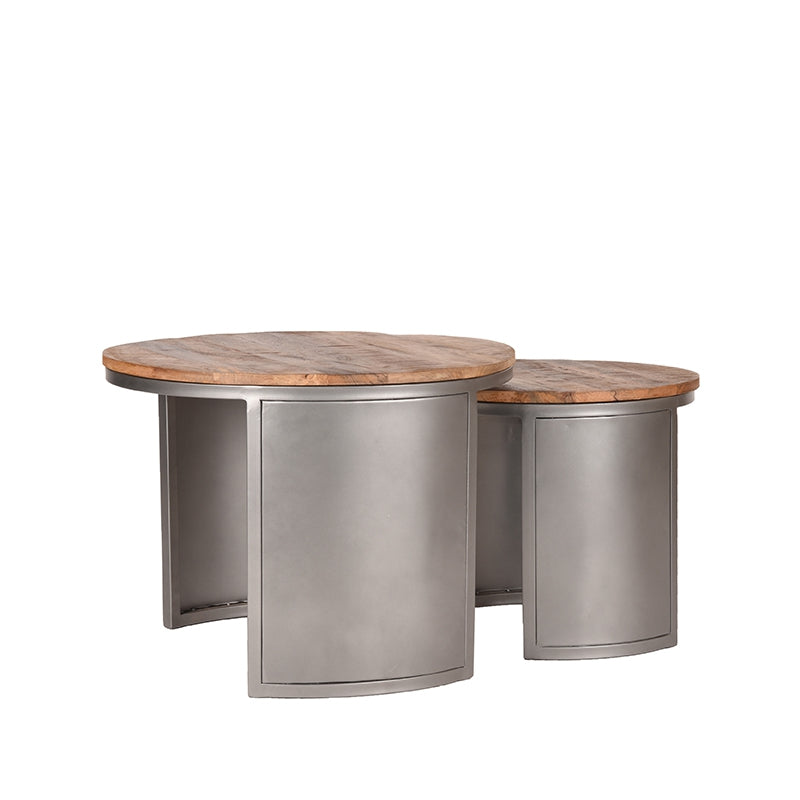 LABEL51 Salontafels Set Bunch - Rough - Mangohout - 60 cm - Rond