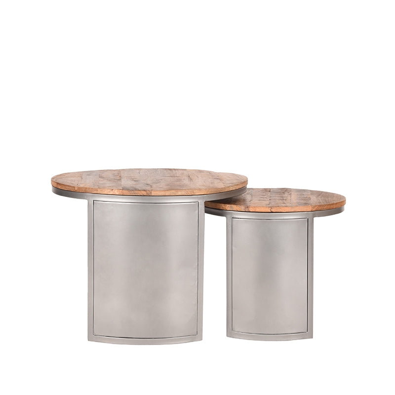 LABEL51 Salontafels Set Bunch - Rough - Mangohout - 60 cm - Rond