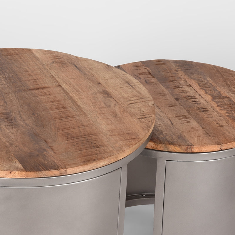 LABEL51 Salontafels Set Bunch - Rough - Mangohout - 60 cm - Rond