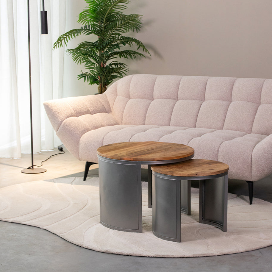 LABEL51 Salontafels Set Bunch - Rough - Mangohout - 60 cm - Rond