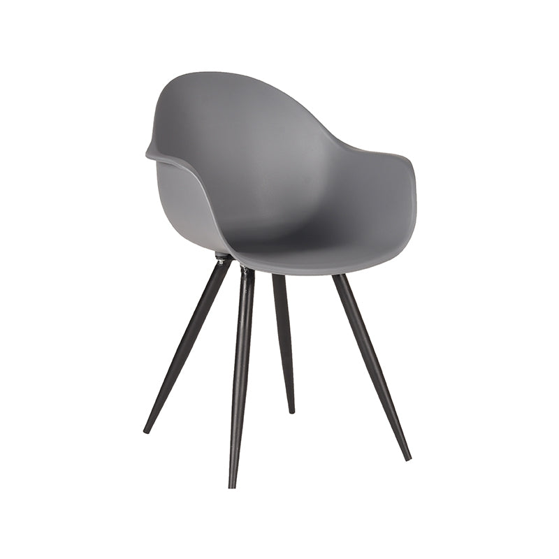 LABEL51 Eetkamerstoelen Luca - Antraciet - PP - Zwart Metalen Frame