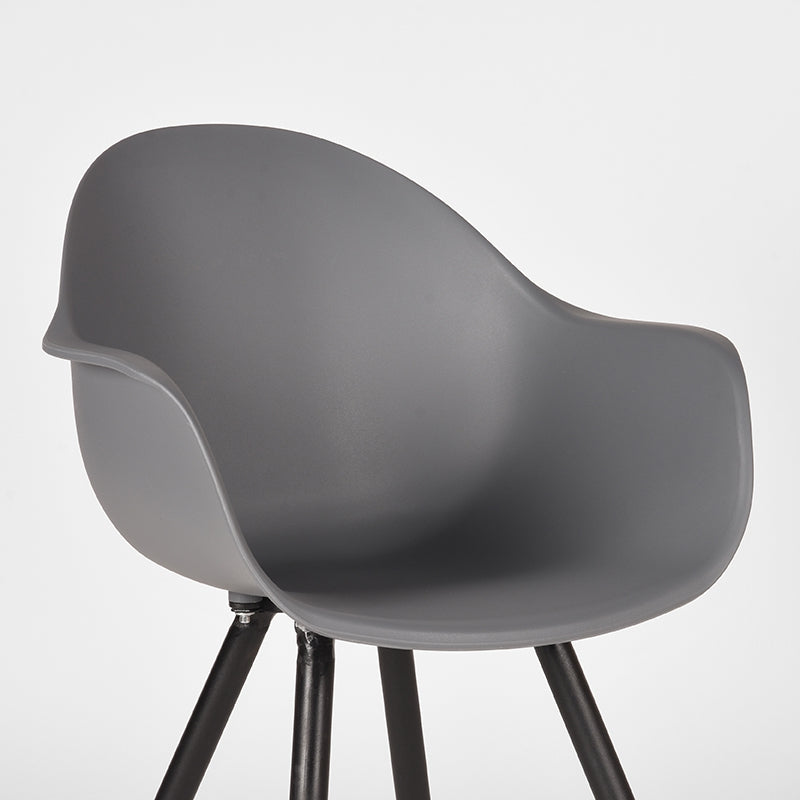 LABEL51 Eetkamerstoelen Luca - Antraciet - PP - Zwart Metalen Frame