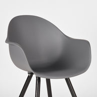 LABEL51 Eetkamerstoelen Luca - Antraciet - PP - Zwart Metalen Frame