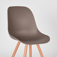 LABEL51 Eetkamerstoelen Rimini - Coffee - PP - Naturel Houtlook Frame