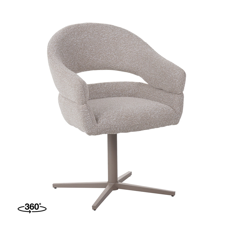 LABEL51 Eetkamerstoelen Donna - Naturel - Boucle - Taupe Metalen Frame
