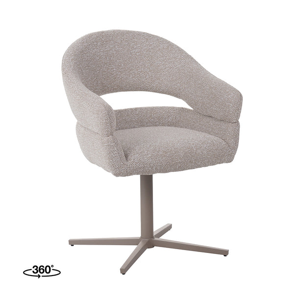 LABEL51 Eetkamerstoelen Donna - Naturel - Boucle - Taupe Metalen Frame