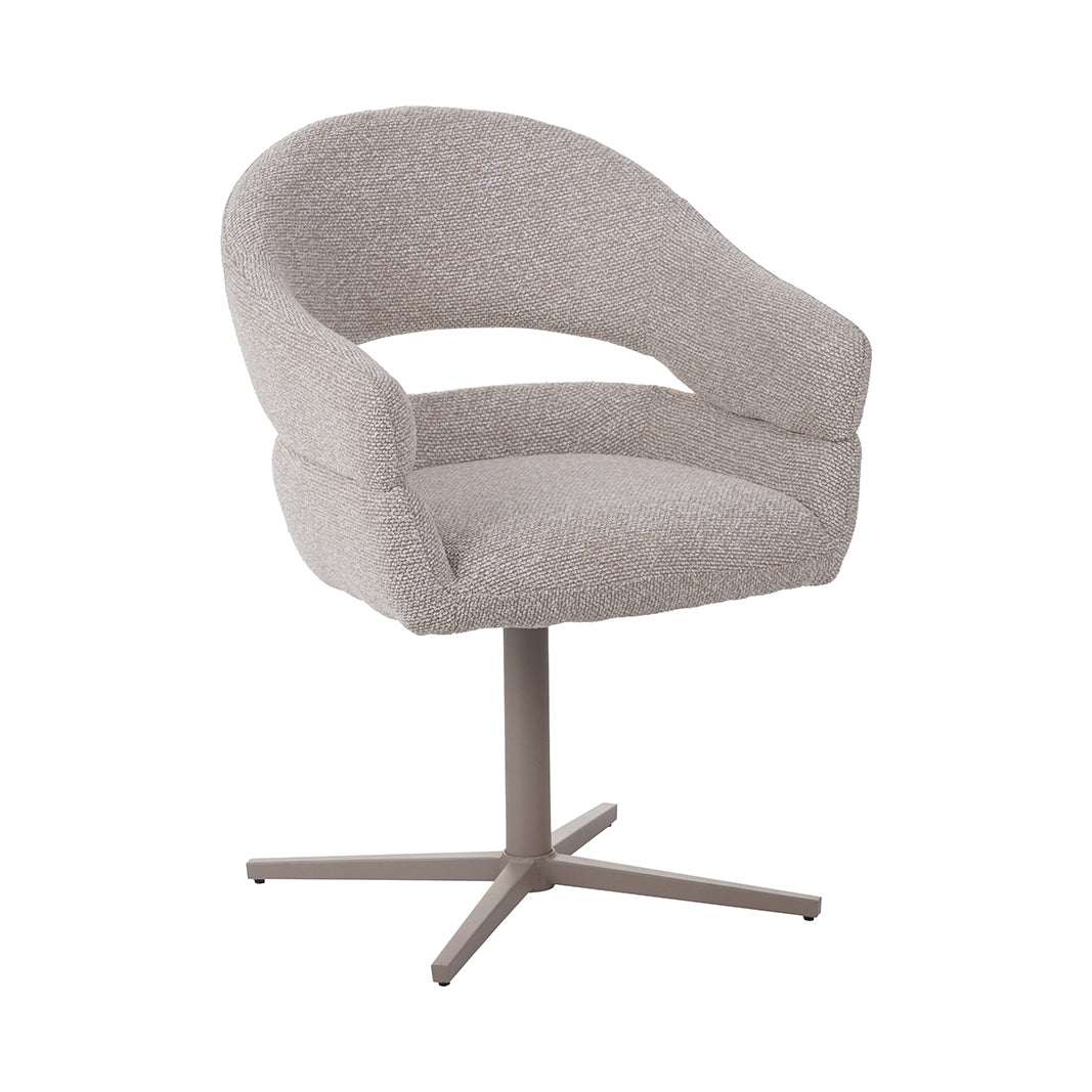 LABEL51 Eetkamerstoelen Donna - Naturel - Boucle - Taupe Metalen Frame