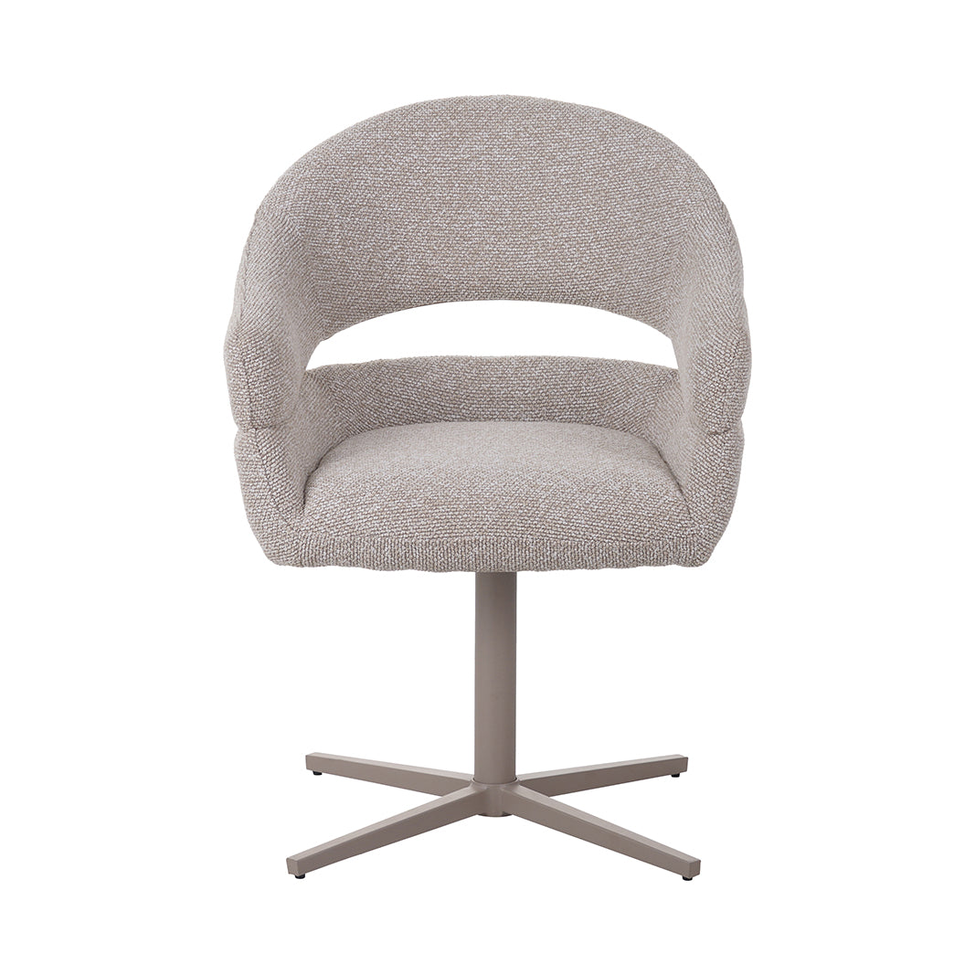 LABEL51 Eetkamerstoelen Donna - Naturel - Boucle - Taupe Metalen Frame